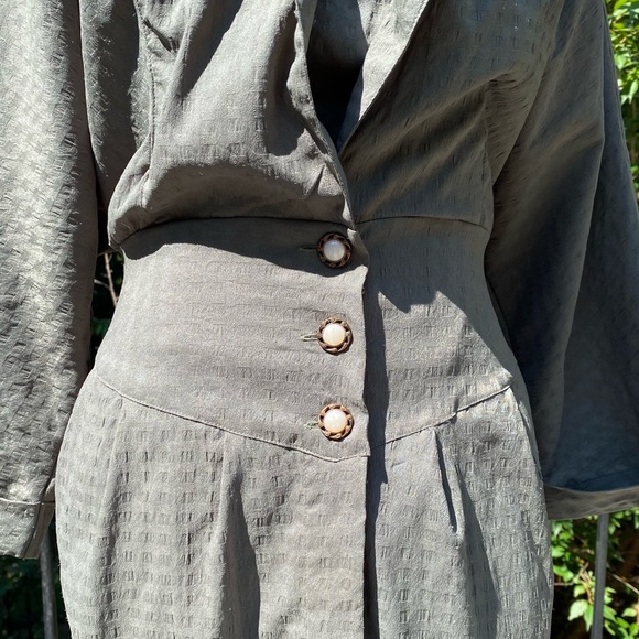 Vintage 80s does 40s fitted Waist Button Front MIDI Shirt Dress - Picture 8 of 13